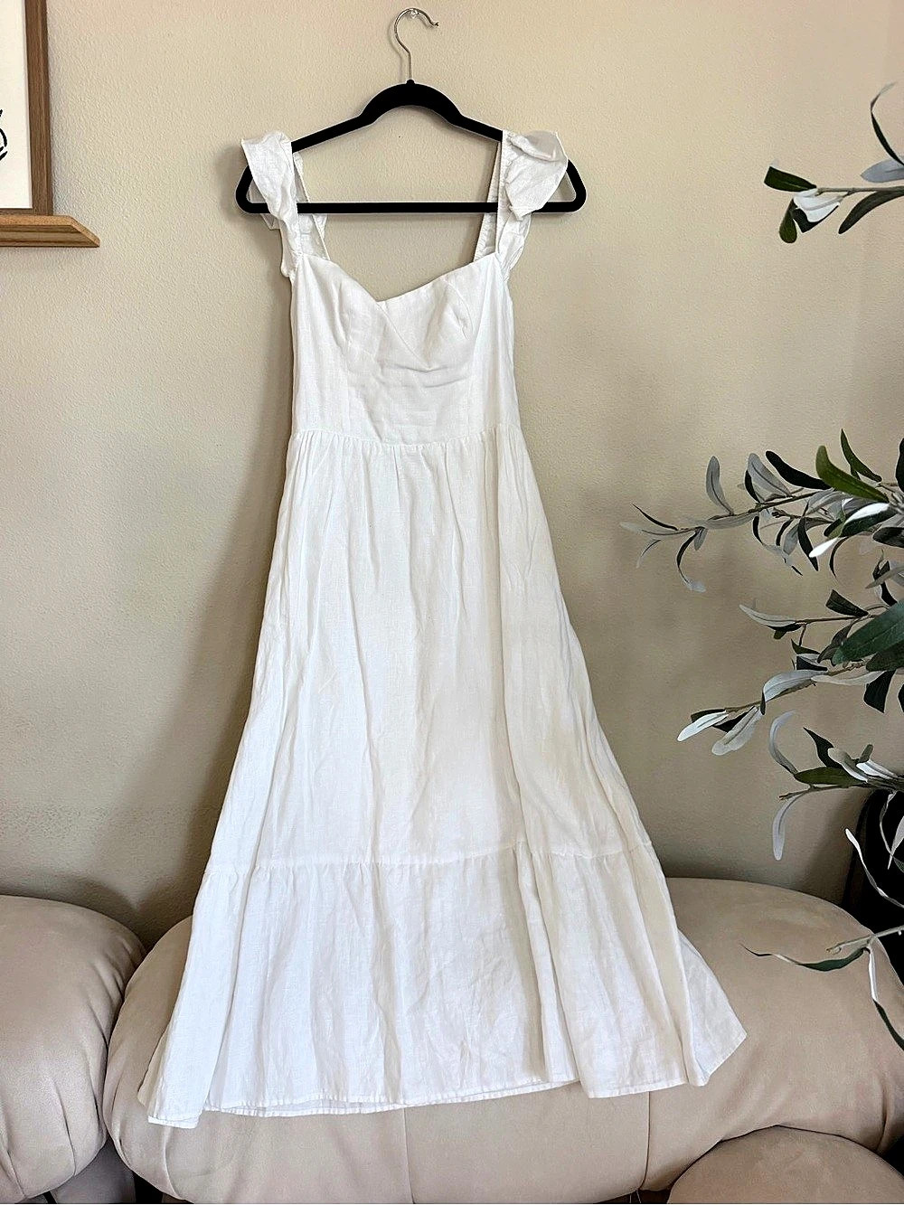Reformation white linen midi dress